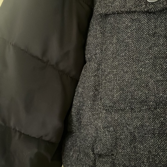 Marc Anthony Men’s Quilted Puffer Jacket Wool Herringbone Black XXL Hooded - Picture 7 of 16